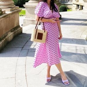 Faithfull the Brand Lavender Polka Dot Midi Dress